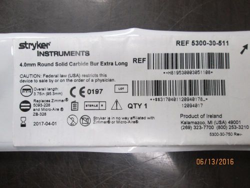 Stryker Round Solid Carbide Extra Long Ref. 5300-30-511
