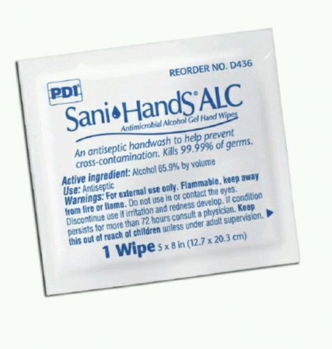 PDI # D43600 Sani-Hands ALC - 8x5.3&#034; Individual Wipes, Case of 1,000 (10x100ea)
