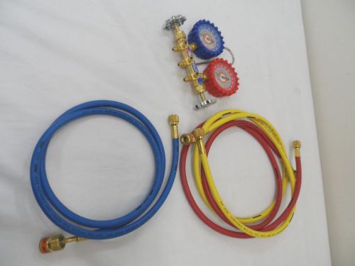 Uniweld a/c manifold gauges brass body refrigerants r22, r-404a, r-410a-w hoses for sale