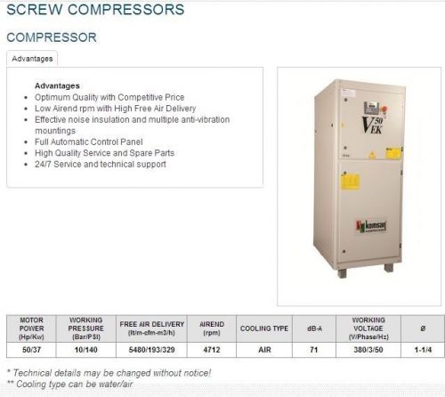 Air Compressor 50 HP 37 kw Screw Type New