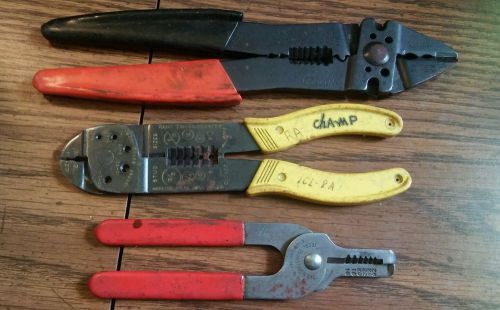 Lot of 3 wire cutters crimpers thomas &amp; betts wt-1000, amp, &amp; ideal (e) for sale