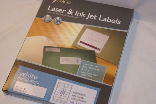 MACO 1400 Address Labels, Laser Inkjet Labels, 4x1-1/3