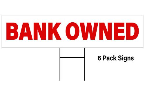 Real Estate Sign Riders, &#034;BANK OWNED&#034; Red 6 pk, Double Sided, Free Shipping