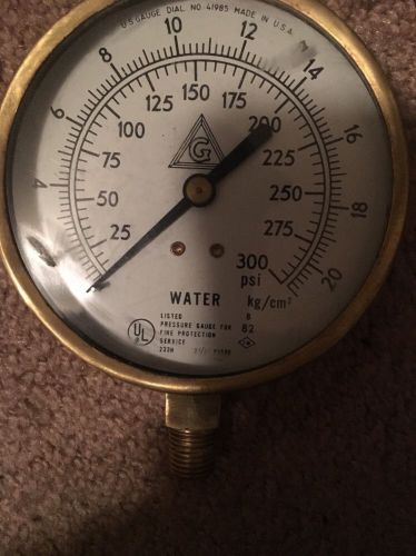 Vintage 1982 Grinnell 0-300PSI-WATER PRESSURE GAUGE P1590 104907 Fire Protection