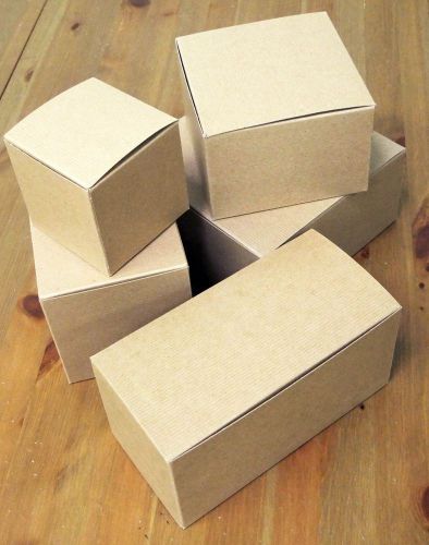 NEW 18 ct. Kraft Gift Boxes: 4x4x4 inch with silver stickers