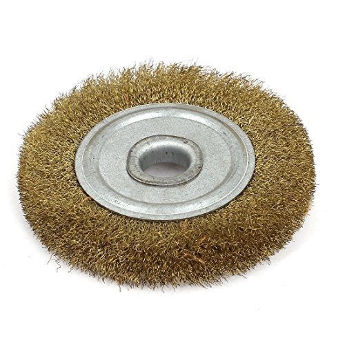 Uxcell 100mm diameter 5/8 inch arbor crimped copper wire grinding wheel brush for sale
