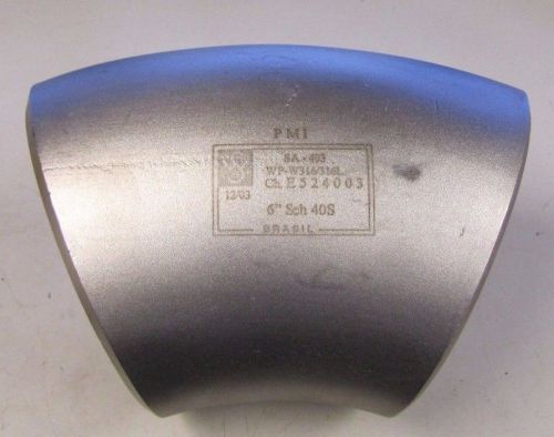 PMI SA-403 WP-W316/316L SCH 40S 45° 6&#034; E524003 STAINLESS S/S BUTTWELD ELBOW NEW