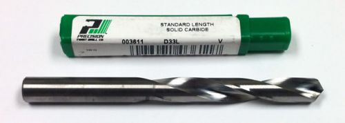 V (.3770) CARBIDE JOBBER LENGTH DRILL, 2-3/4&#034; LOF, 4-1/4&#034; OAL, PTD D33L 003611