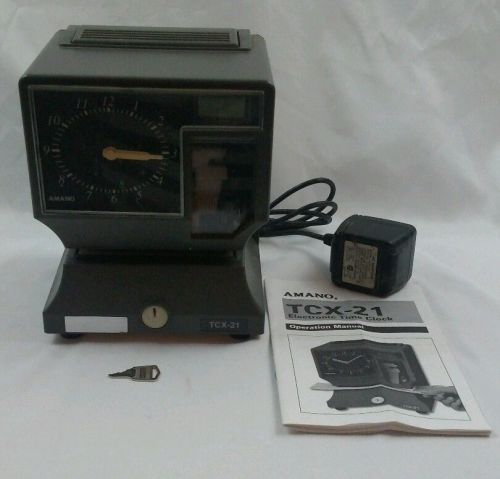 AMANO TCX-21 Electronic Time Clock Recorder Digital Analog With Manual Key