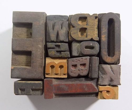 Letterpress Letter Wood Type Printers Block &#034;Lot Of 13&#034; Typography #bc-1133