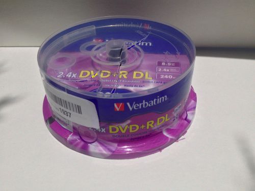 DVD+R DL 2.4x Verbatim 20 PACK Double Layer Recordable Disks 240 min, 8.5 GB