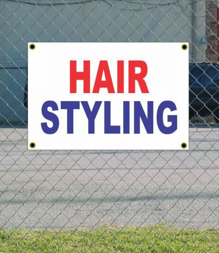 2x3 HAIR STYLING Red White &amp; Blue Banner Sign NEW Discount Size &amp; Price