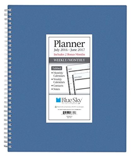 Blue Sky 2016-2017 Academic Year Weekly &amp; Monthly Planner Wire-O Binding 8.5&#034;