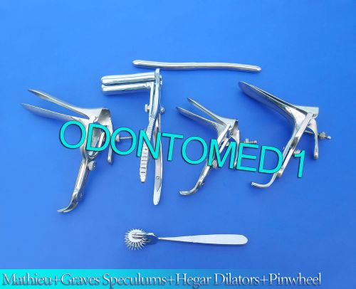 Mathieu Speculum+ Hegar Dilator +3 Prong Pinwheel &amp; 3 Graves Speculums