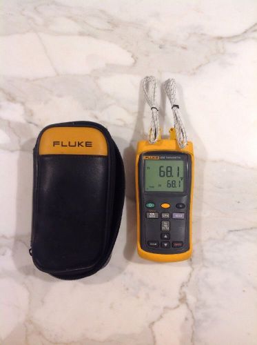 Fluke 52-2 (52-ii) dual input digital thermometer kjte w/ 2 new k thermocouples for sale