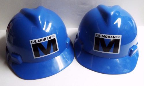 Lot 2 MSA V-Guard Hard Hats Ratchet Suspensions Medium Blue F.E. Moran New