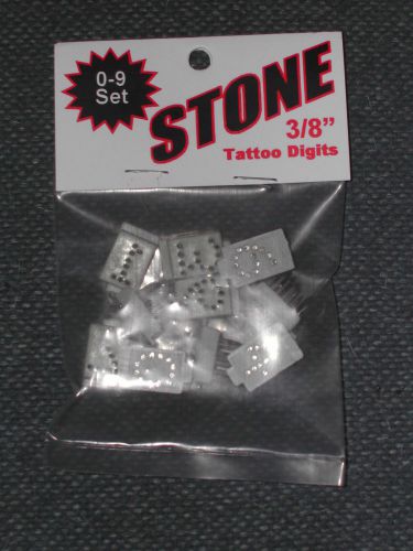 Stone Tattoo Digits Set 3/8&#034; Complete Number # Set 0-9  Metal w/Plastic NEW
