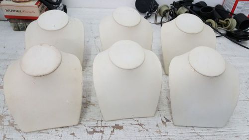 LOT OF 6 USED 5&#034; TALL LEATHER MANNEQUIN BUST NECKLACE AND PENDANT HOLDERS