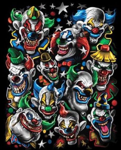 Scary clown heat press transfer for t shirt tote sweatshirt quilt fabric 673o for sale