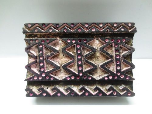 WOODEN HAND CARVED TEXTILE TJAP PRINTER FABRIC BLOCK STAMP VINTAGE DESIGN 05