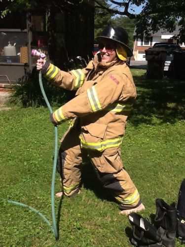 Globe Firefighter Suit Turnout Gear Size 44 Coat Size 38 Trousers + Helmet &amp;Hood