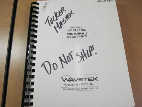 Wavetek 172A Programmable Signal Source User&#039;s Manual w/Schematics (02/78)