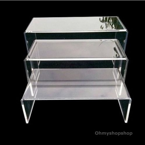 2 Sets 3 Tiers Clear Stepwise Riser Shoes Bracelet Ring Jewellery Display Holder