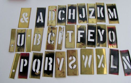 VTG BRASS STENCILS--REESES ADJUSTABLE--2 INCH--LOCKEDGE—NUMBERS &amp; LETTERS COMPLE