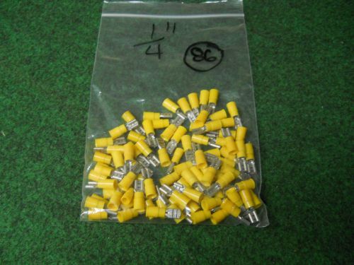 1/4 &#034; Female Spade Terminals Yellow 12-10 AWG Connectors stake on lot of 86