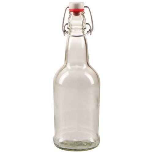 MHB 500ml (16 oz.) Clear Flip-cap Bottles, 12 Pack