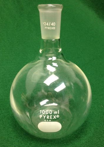Pyrex 1000 ml Round Flat Bottom Flask-24/40 Joint-Chemistry Glassware (Vase?)