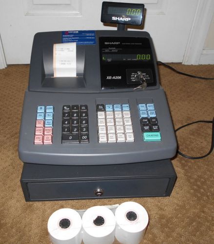 Sharp XE-A206 Electronic Cash Register w/ cash and change drawer 3 tape rolls