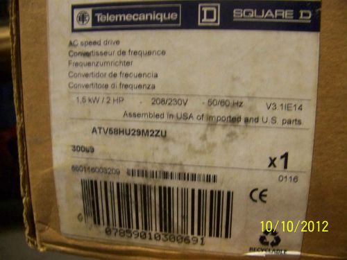 TELEMECANIQUE AC SPEED DRIVE 2HP/ 3 PHASE  PN: ATV58HU29M2ZU     BRAND NEW