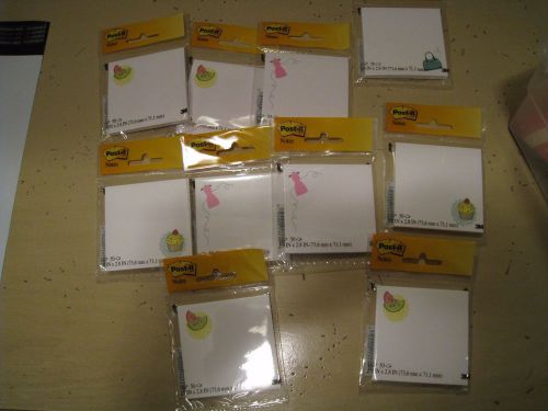 Post it notes - lot of 10- dresses, fruit, cupcake designs- NEW