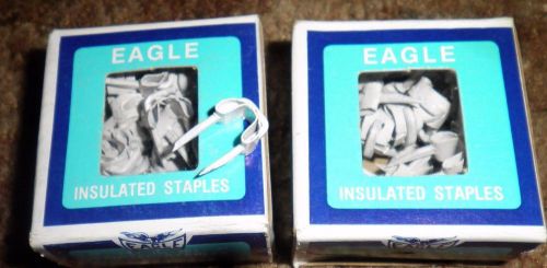 2 Boxes Vintage White EAGLE Insulated Painted Staples