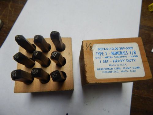 Greenfield 1/8&#034; Type 1 Number Steel Stamp Set