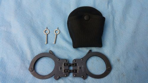 PEERLESS Handcuffs BLACK OXIDE MODEL 801 HINGED w/ pouch