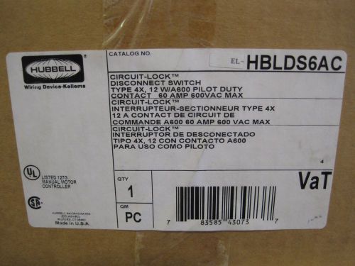 Hubbell HBLDS6AC Circuit Lock Disconnect Switch PRO1471