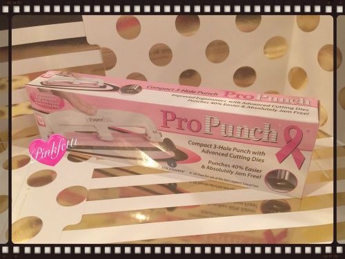Paper Pro 2188 12-Sheet Capacity Pink Ribbon Compact 3-Hole Punch, Rubber Base