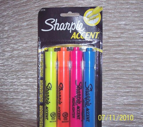 HIGHLIGHTERS: ONE -PACK SET 4 EA-  ORANGE-PIN-BLUE-YELLOW - ACCENT~ SHARPIE - C