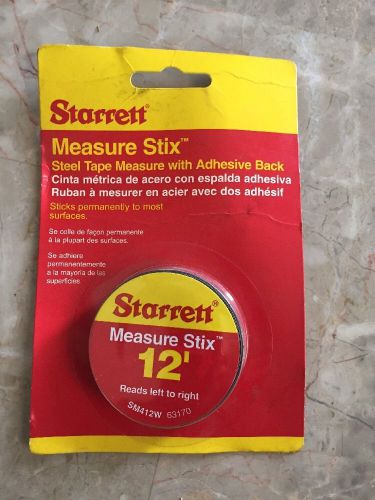 Starrett Measure Stix SM412W Steel White Measure Tape with Adhesive Backing, E