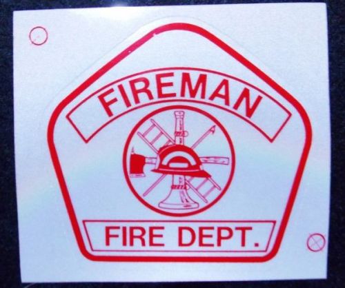 Avery FIREMAN - FIRE DEPT Vinyl RED Reflective Helmet Badge Decal Sticker USA