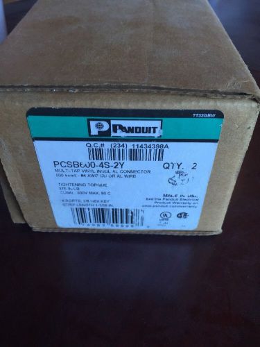 Panduit multi-tap vinyl connector pcsb600-4sy-2y 600 kcmil #4 (qty 2) for sale