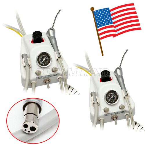 USA! 2 Set Dental Portable Air Turbine Unit Work w/ Compressor Handpiece 4Hole