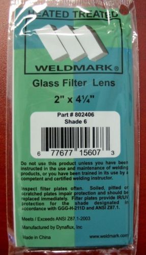 Shade 6 -  2&#034; x 4-1/4&#034; glass welding helmet filter lens for sale