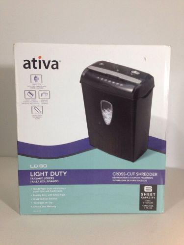 Ativa Ld 60 Paper Shredder 6 Sheet Shreds Credit Cards Cross Cut New! NIB