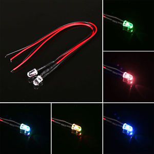 10Pcs LED RGB Light Pre Wired 12V DC Colorful F5 Flat Emitting Diodes Car