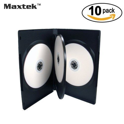 10 Pack Standard 14Mm Black Quad 4 Disc Dvd Cases With Double Sided Flip Tray Ne