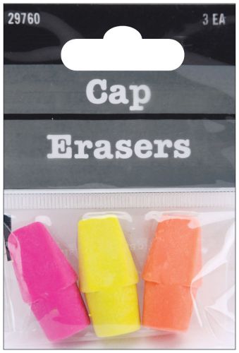 Pencil Cap Erasers 3/Pkg-Assorted Colors 085288297601