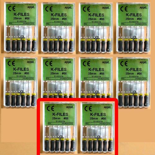 10Pack Dental Mani K-Files 25mm #08 Stainless Steel Endo Hand use Root Canal Qus